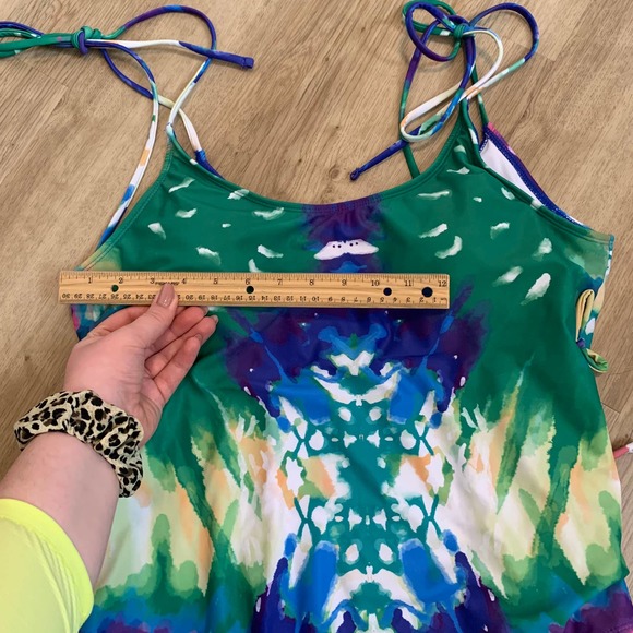 Shein One-piece Swimsuit Size 2XL Tie-dye Polyester Spandex Padded Green - Picture 5 of 13